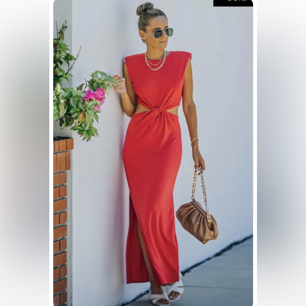 VICI Sweet Escape Cutout Twist Knit Maxi Dress
